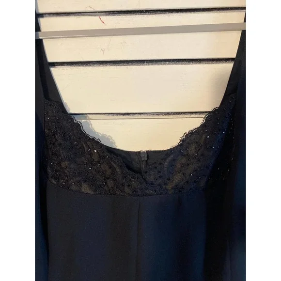 Jones New York Woman’s black dress size 16 sleeveless black lace bead PO w tags - Picture 3 of 16